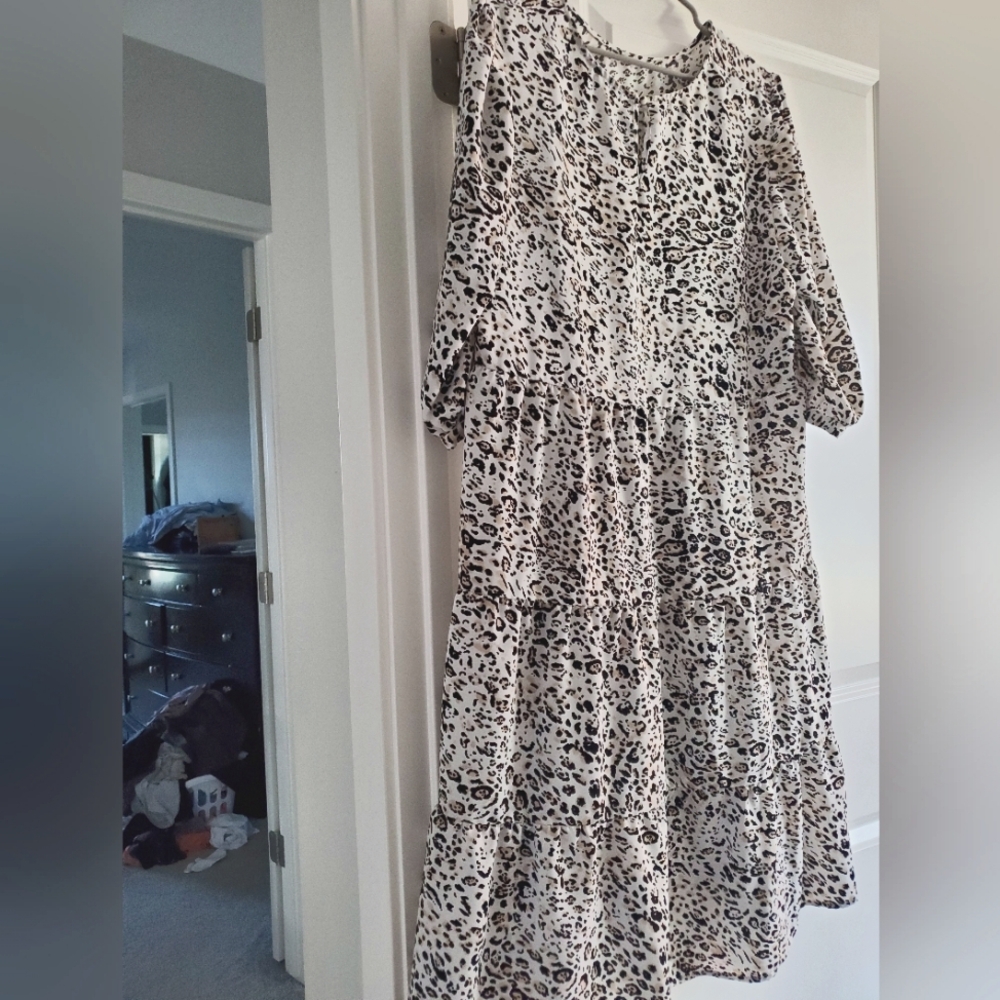 Leopard Print Women's Dress size  1X  Ophelia roe  3/4 sleeve